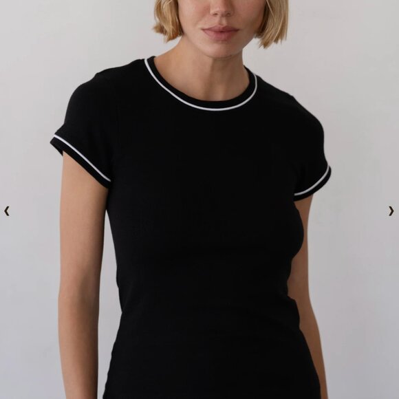 Donni Baby Rib Contrast Tee, Size Small - Picture 1 of 6